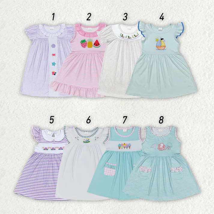 RTS baby girls clothes embroidery short Sleeve dress
