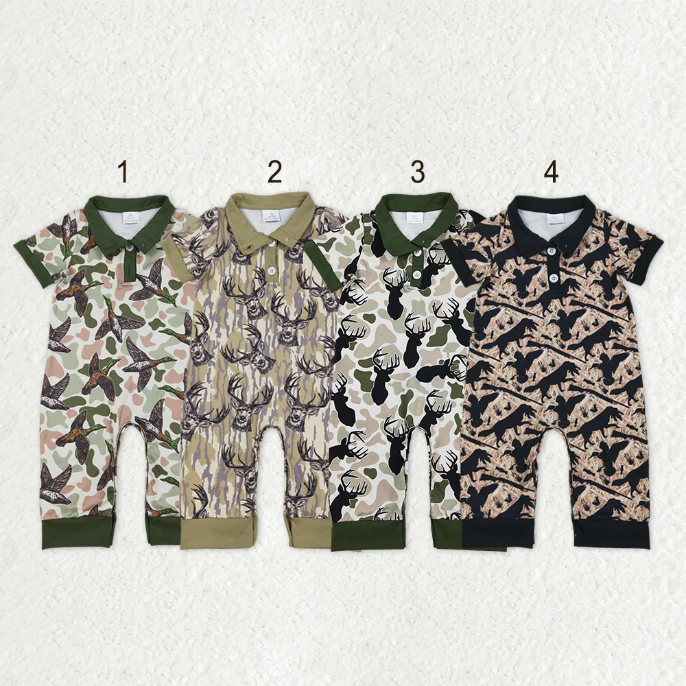 RTS NO MOQ Sibling Baby boy clothes duck camouflage short-sleeved rompers