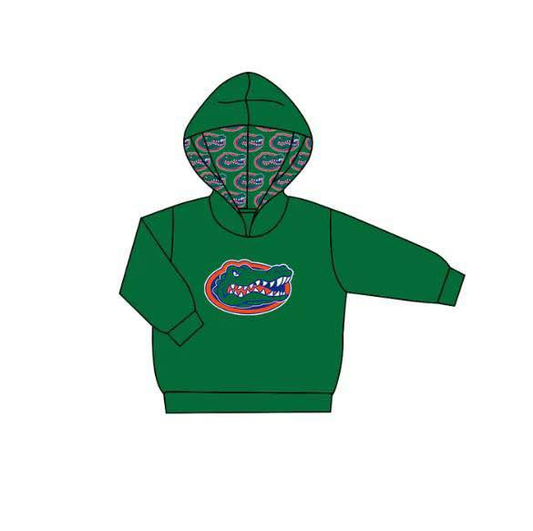 Custom moq 5 mix size milk silk baby girls clothes team green hooded long sleeve top-25.8.1