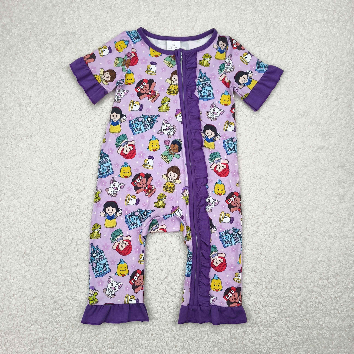 Cute Clothes  SR2870 Baby Infant Girls Purple Zip Rompers