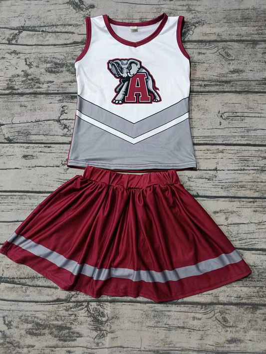 Custom moq 5 each style eta 6-7weeks baby girl clothes team brick red sleeveless skirts sets-25.8.6