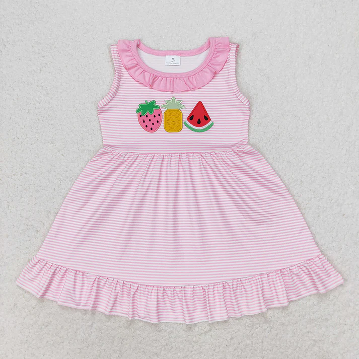 RTS baby girls clothes embroidery short Sleeve dress