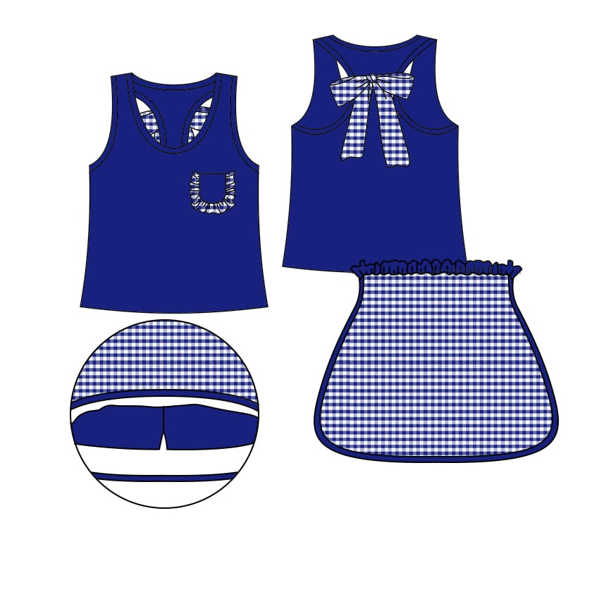 Custom moq 3 eta 7/8week moq 5 eta /4/5week baby girl and boys clothes plaid flying Sleeve briefs Shorts Set rompers