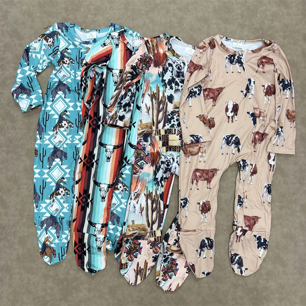 RTS NO MOQ Sibling Baby boy clothes catcus Print Fringe long sleeve Rompers