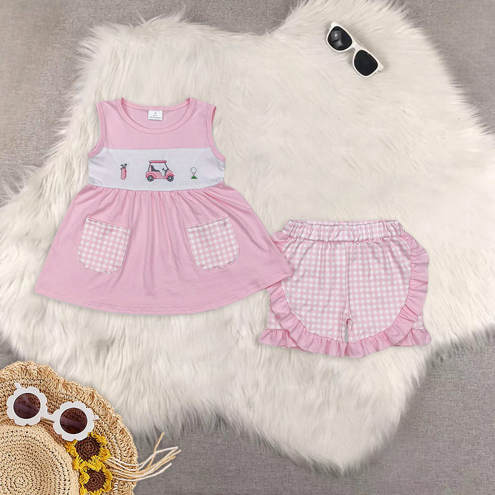 RTS Boys and girls embroidery Short Sleeve Shorts sets