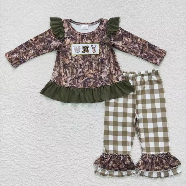 RTS NO MOQ Boys & Girls Brown Leaf Romper & Long Sleeve Outfit