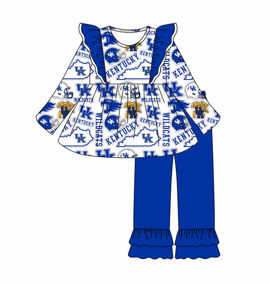 Custom moq 3 tat about 6-8 weeks blue Team Sports Girls Long Sleeve Pant Suit