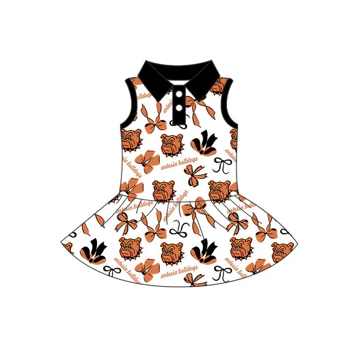 Custom moq 5 each style eta 6-7weeks baby girl clothes team sleeveless dress-25.7.23