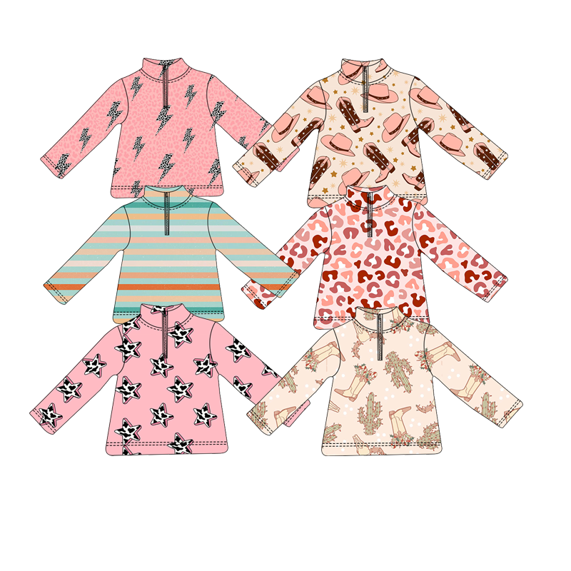 Custom moq 5 each style eta 6-7weeks baby girl clothes long sleeve top 6-25.8.15