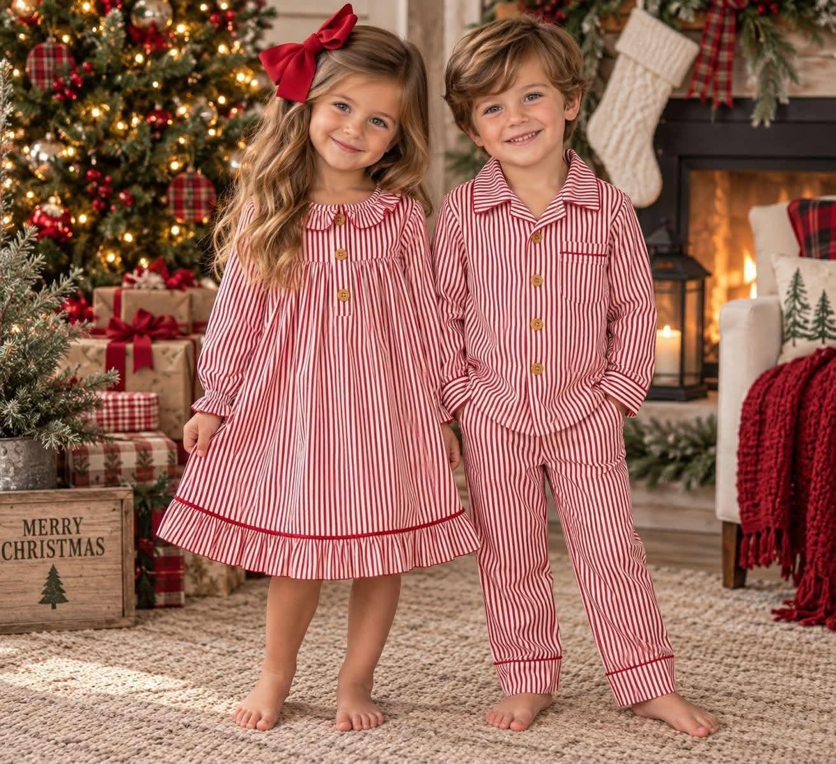 RTS Boys and girls Christmas long Sleeve Shorts sets dress