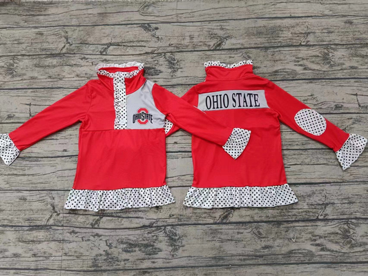 Custom moq 5 mix size milk silk baby girls clothes team red long sleeve top-25.8.2
