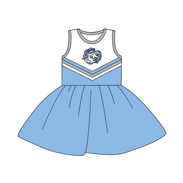 Custom moq 5 each style eta 6-7weeks baby girl clothes team blue sleeveless dress-25.8.21