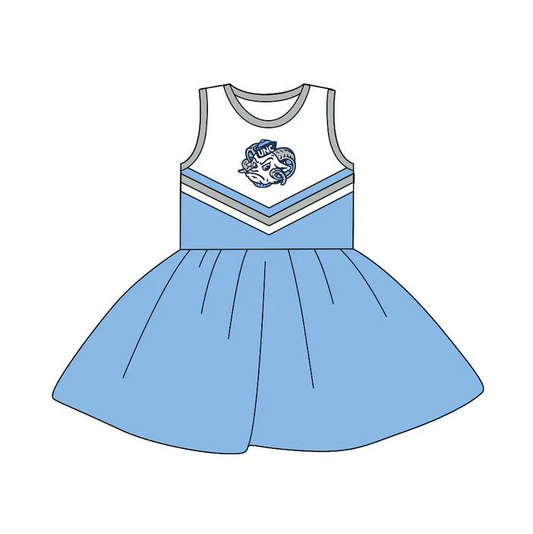 Custom moq 5 each style eta 6-7weeks baby girl clothes team blue sleeveless dress-25.8.21