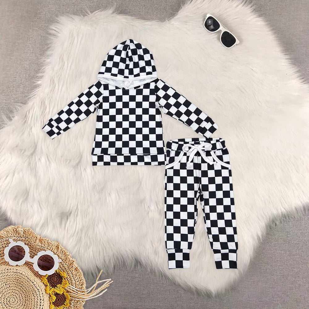 RTS NO MOQ baby boy clothes hooded long sleeve Clothes Sets