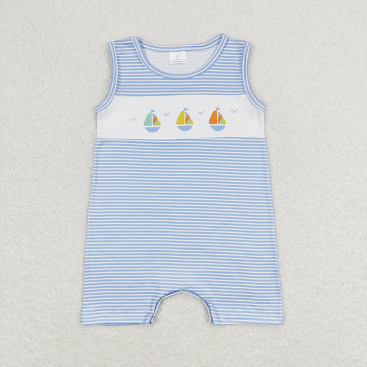 RTS no moq SR1059 Sail Stripe Blue Sleeveless Jumpsuit