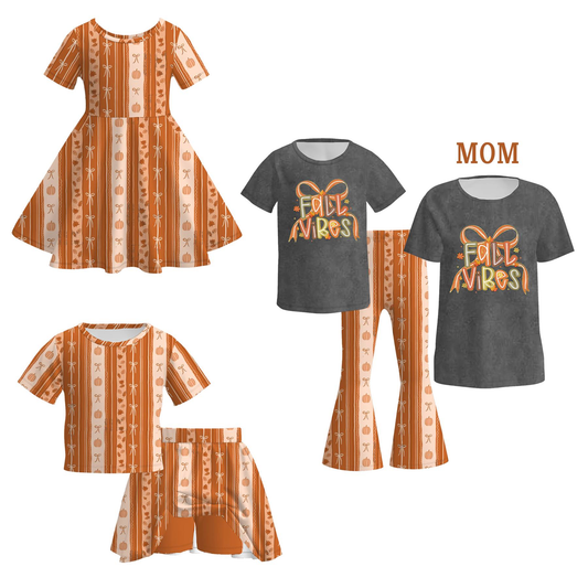 Custom moq 5 each style eta 6-7weeks halloween bow baby girl short sleeve shorts set and pant sets and dress and adult top
