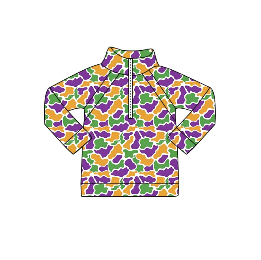 Custom moq 5 mix size milk silk Carnival camouflage long-sleeved clothing