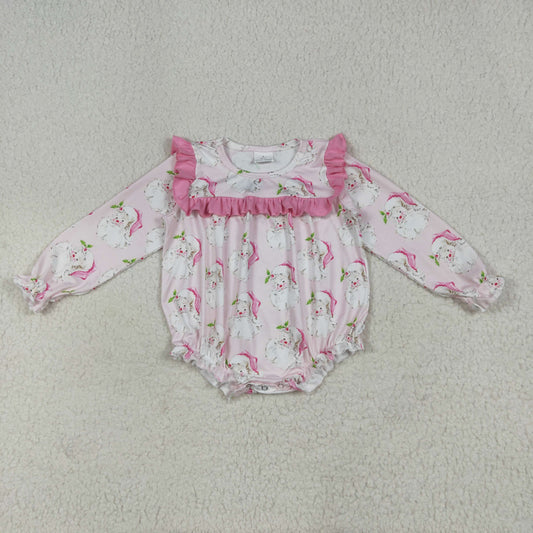 RTS NO MOQ（In Stock ) LR2208 Santa Claus pink lace long-sleeved jumpsuit