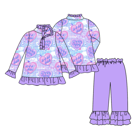Custom moq 5 mix size milk silk summer teams baby girl clothes long sleeve pants sets-25.10.20