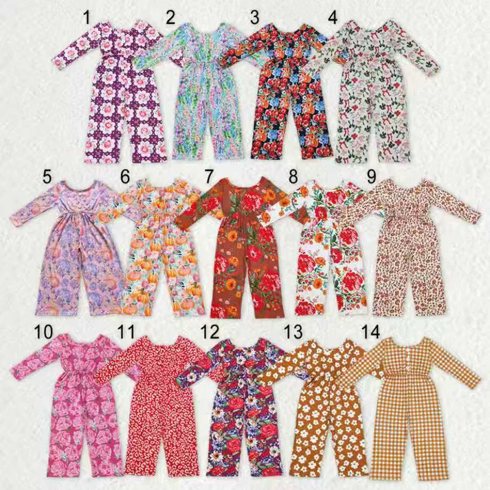 RTS NO MOQ Sibling baby girl clothes matching floral long sleeve jumpsuit 14