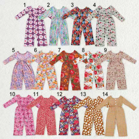 RTS NO MOQ Sibling baby girl clothes matching floral long sleeve jumpsuit 14