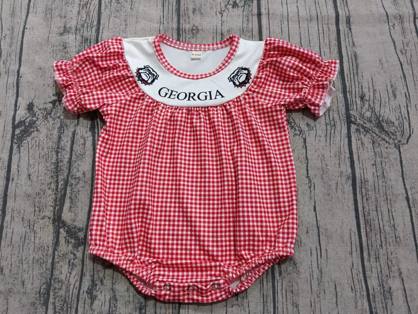 Custom moq 3 eta 6-7weeks baby girls clothes team brick red short sleeve romper-25.8.1