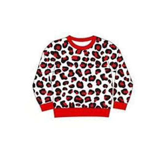 custom moq 3 eta 6-8weeks baby boys clothes red leopard long sleeve top