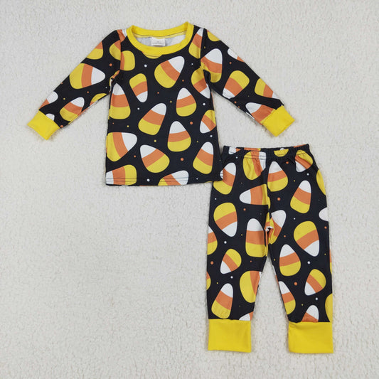 rts no moq BLP1066 Halloween candy black long sleeve long pants pajama set