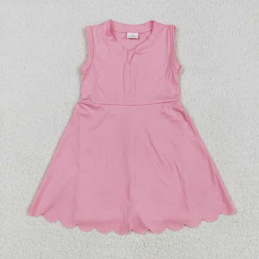 RTS NO MOQ GSD2087 Pure rose red zippered yoga sleeveless dress