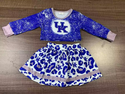 custom moq 3 eta 5-6 weeks Summer team girls UK blue long sleeve top shorts suit