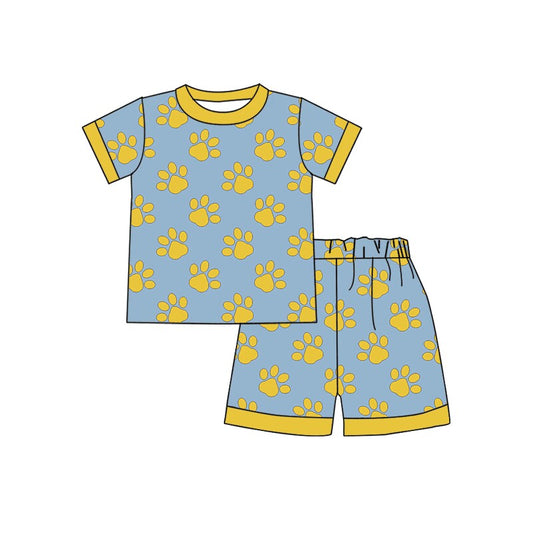 custom moq 3 Summer team boys yellow top shorts pajama suit