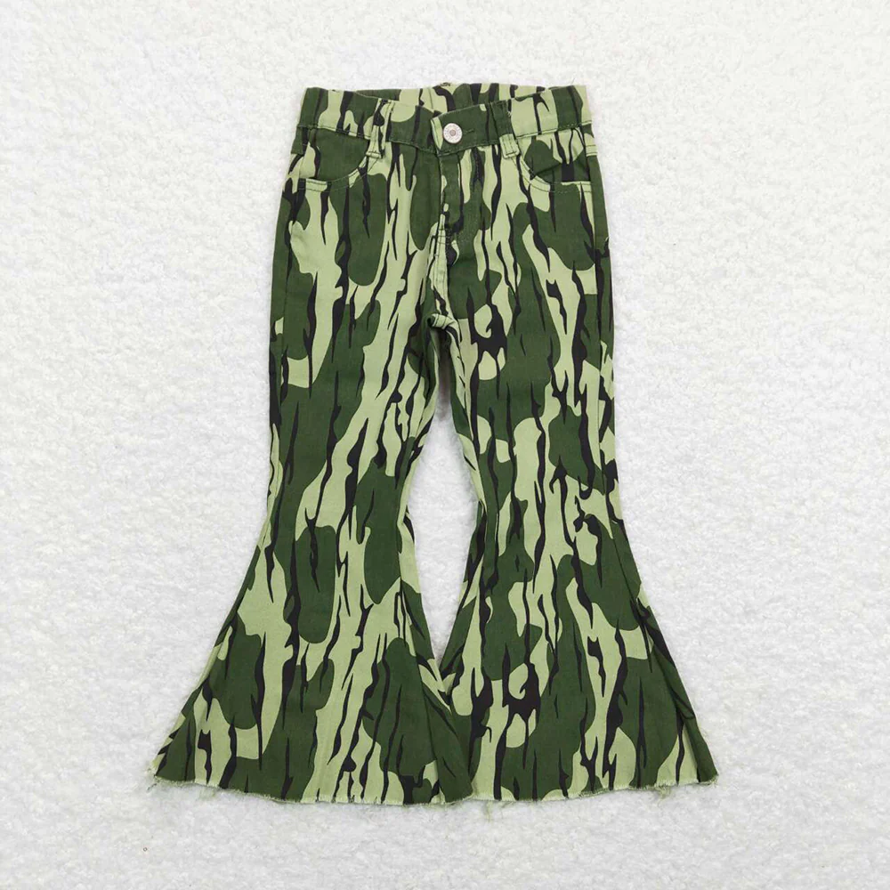 RTS NO MOQ Sibling Baby Girls boy Clothes summer camouflage Jeans: Flared & Ripped