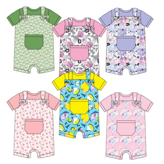Custom moq 5 each style eta 6-7weeks baby girl clothes short sleeve romper 6-25.7.28
