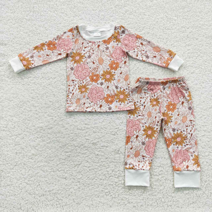 RTS NO MOQ Sibling Baby girls clothes floral long-sleeved trousers suit & rompers