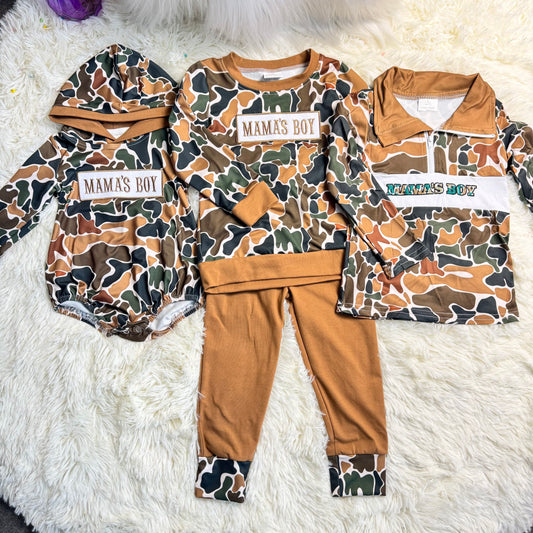 RTS NO MOQ Sibling Baby boy clothes embroidery mama long-sleeved trousers suit & rompers and top