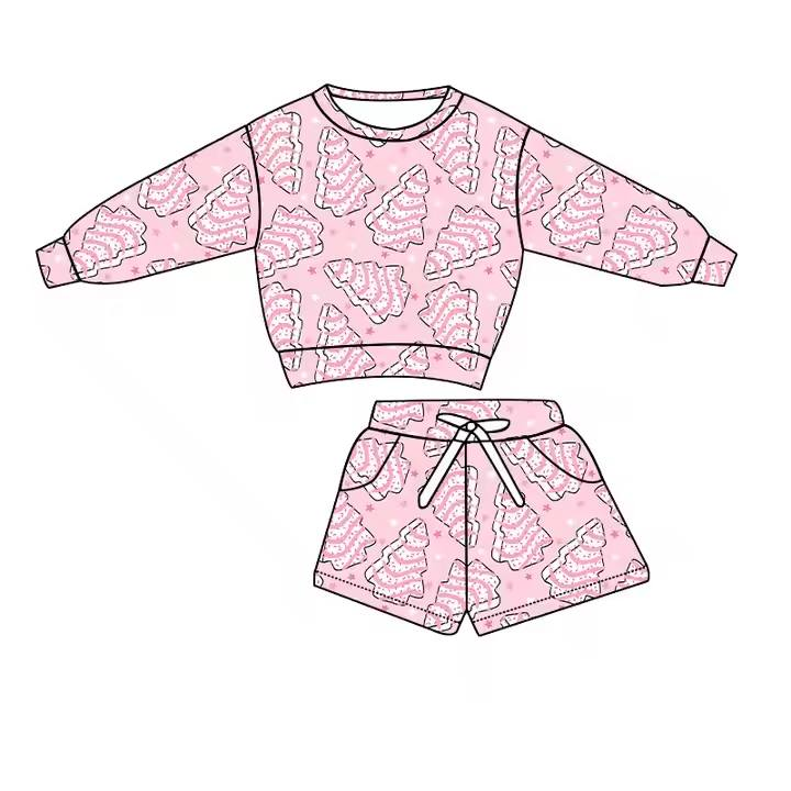 Custom moq 5 each style eta 6-7weeks baby girl clothes long sleeve shorts set 8-25.8.7