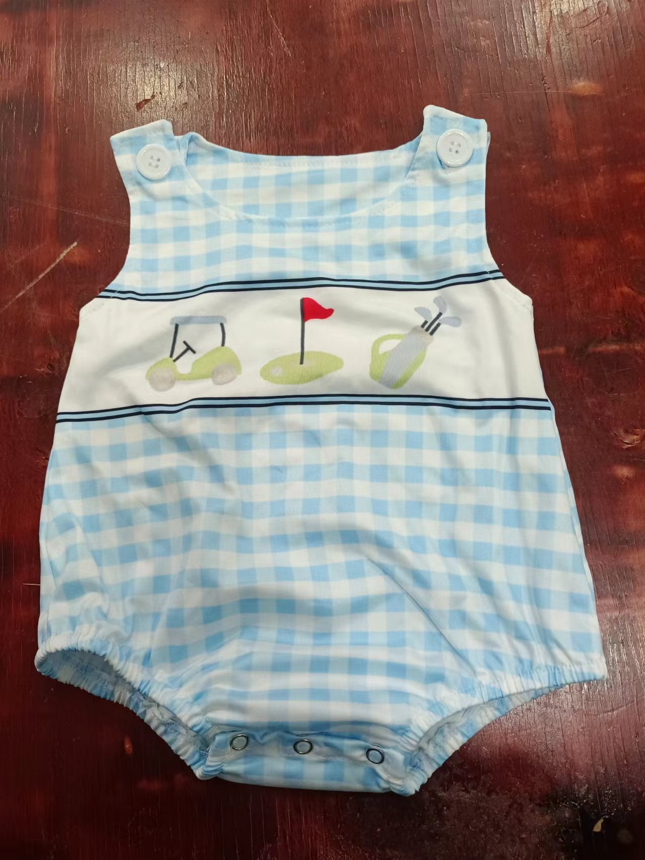 baby boys clothes blue grid vest Summer Romper