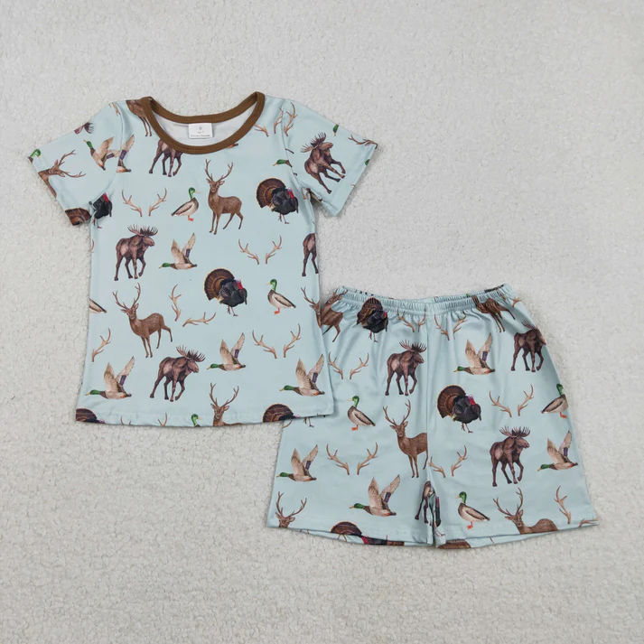 RTS no moq Sibling baby Boys and girls camouflage Short Sleeve Shorts sets