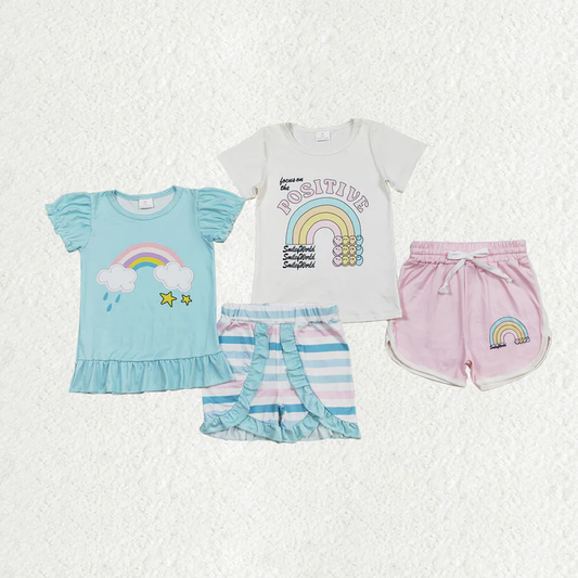 RTS NO MOQ baby girls Clothes short sleeve shorts Sets