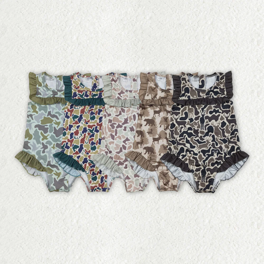 RTS NO MOQ baby girl clothes Camouflage sleeveless Swimsuits