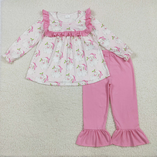 RTS NO MOQ（In Stock ) GLP2345 Santa Claus pink long-sleeved trousers set