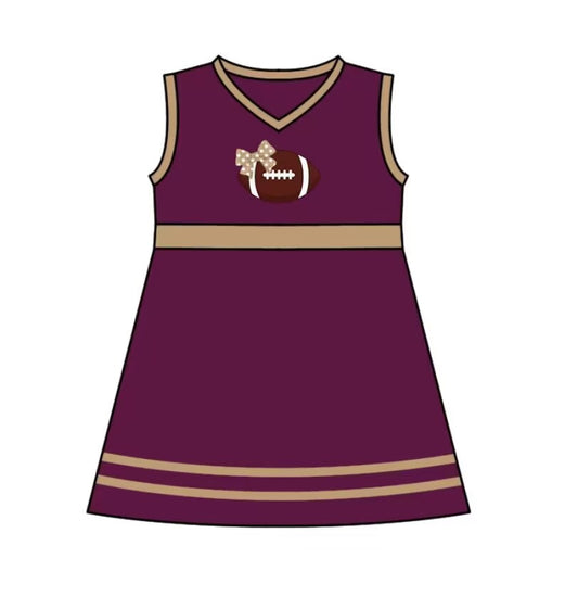 Custom MOQ 3 MIX SIZE ETA 6-7weeks team baby girls clothes brick red sleeveless dress