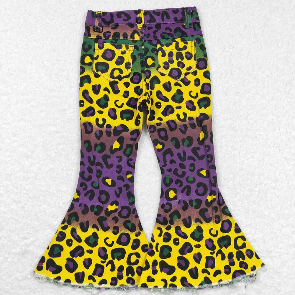 RTS NO MOQ Sibling Baby girl clothes Summer mardi gras long jeans pants