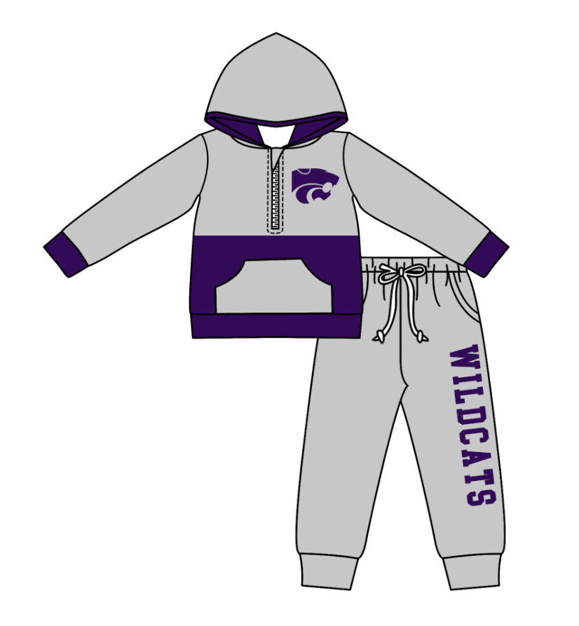 Custom moq 5 mix size eta 6-8weeks milk silk summer teams gray baby boy clothes hooded long sleeve pants sets-25.10.22