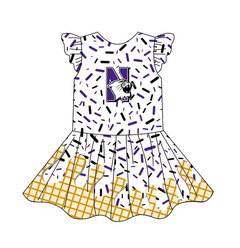custom moq 3 eta 6-7weeks baby girls clothes team flying Sleeves Dress