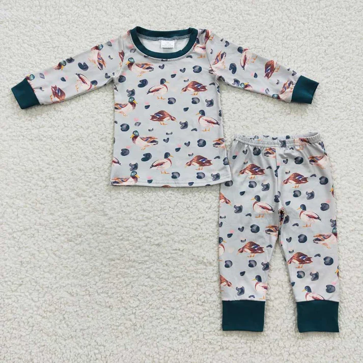 RTS Sibling baby boy clothes duck long Sleeve pants sets and rompers