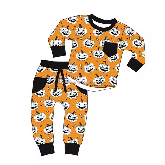 Custom moq 5 mix size milk silk summer teams baby boy clothes halloween long sleeve pants sets-25.8.7
