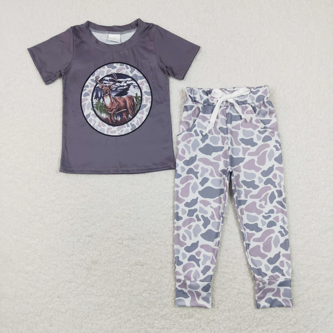RTS NO MOQ Sibling Baby boy clothes duck camouflage short Sleeve pants Suits