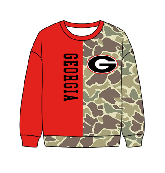 Custom moq 5 mix size milk silk summer team baby boys clothes camouflage red long sleeve top-25.10.17
