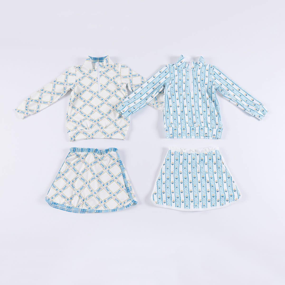 custom each style moq 5 eta 4-6week Sibling Sisters floral baby girl long sleeve skirts sets 2-25.8.11